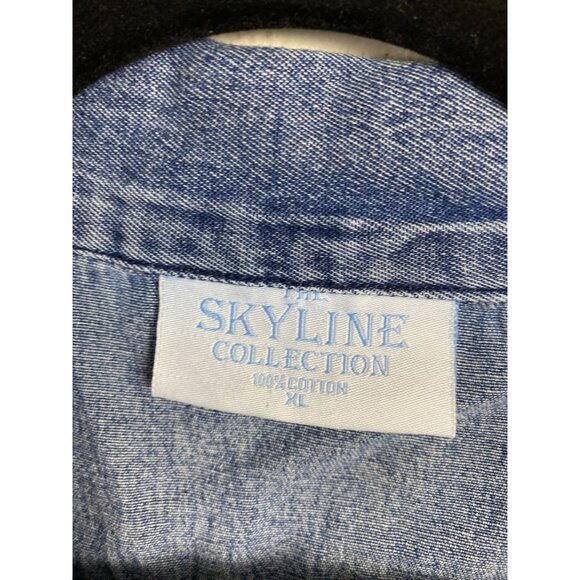 Skyline Collection Blue Sleeveless Button Up Denim Top Women size XL Classic - Picture 3 of 15